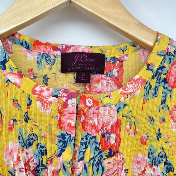 J Crew x Liberty of London Magical Bouquet Poplin Popover Top Yellow Women's 2 - Picture 4 of 7